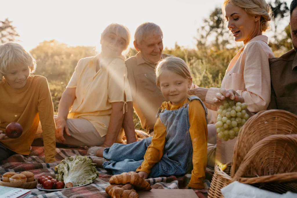 happy family outdoors close up